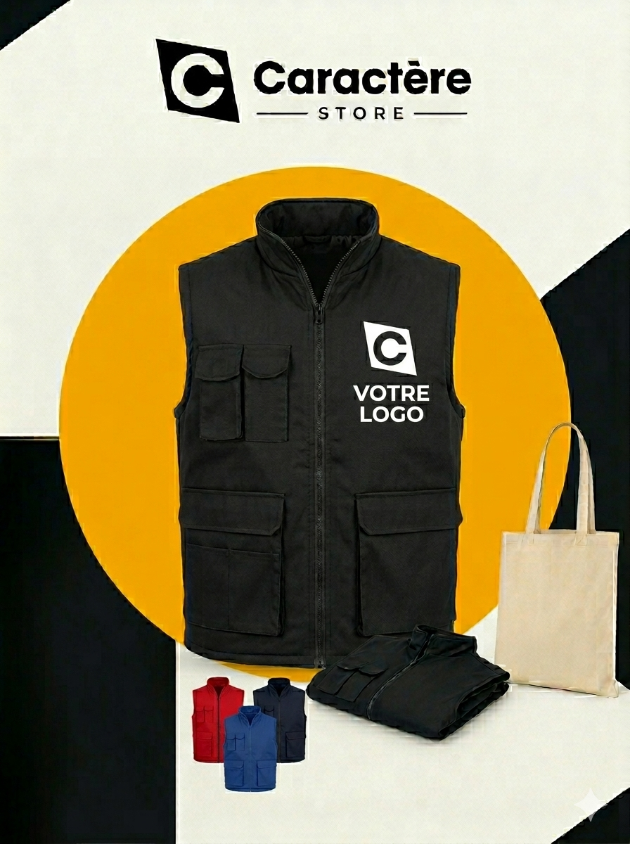 Gilet de travail avec col haut et poche